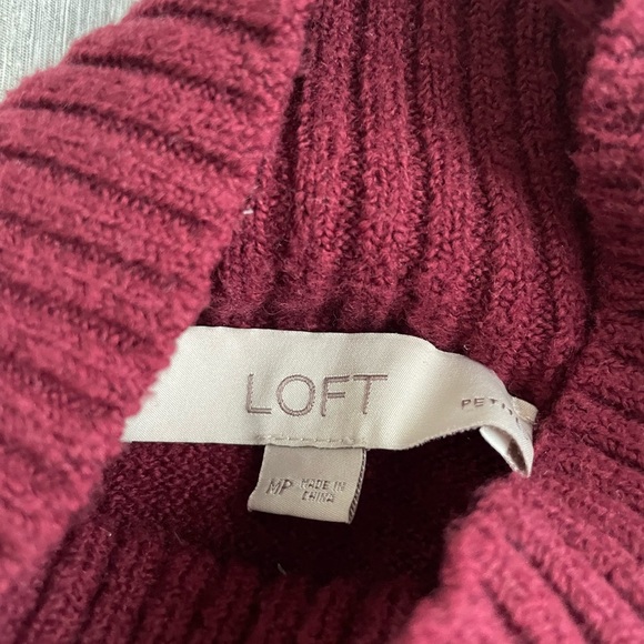 LOFT Women's Size M Petite Maroon Pullover Mock Neck Tunic Wool Blend Sweater - Picture 3 of 6